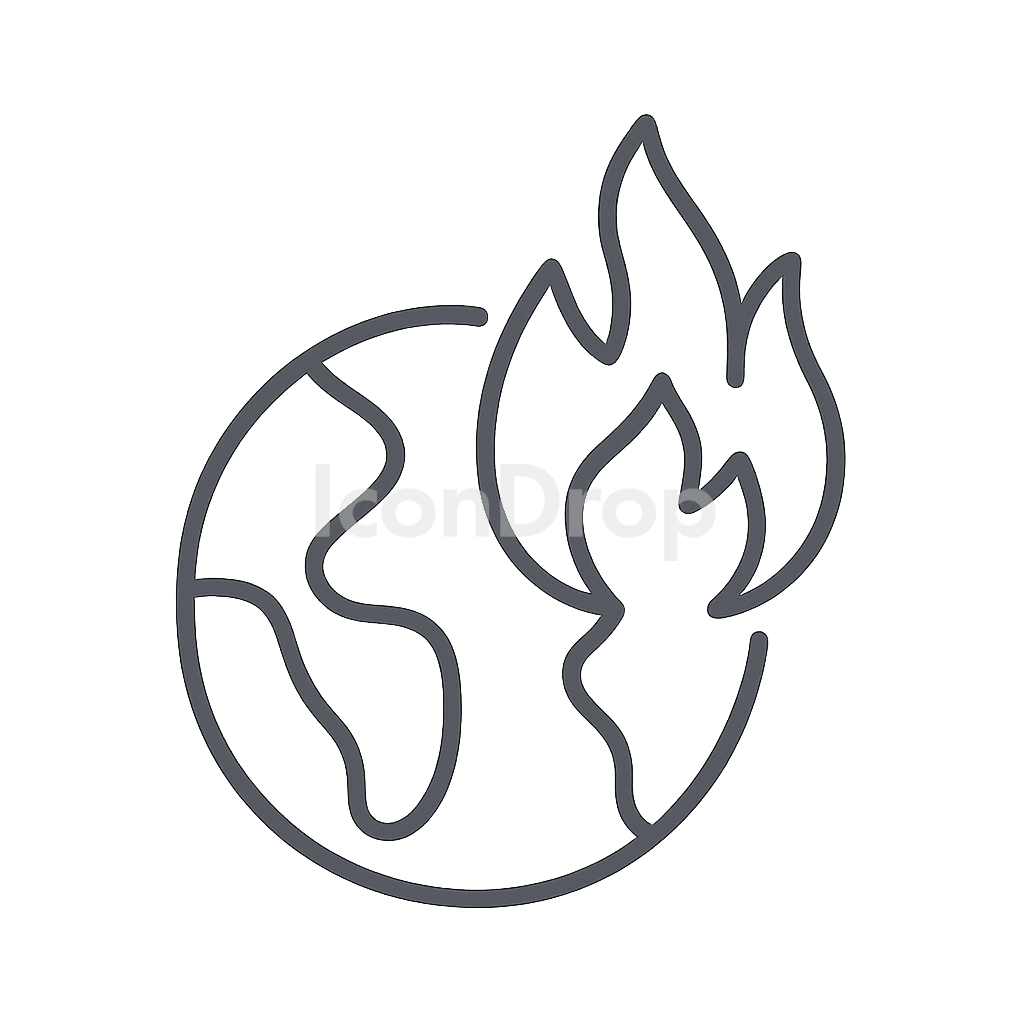 Earth Icon Fire Outline