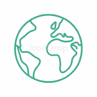 Earth Icon Green Outline