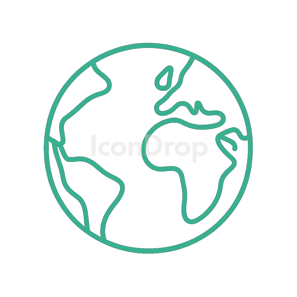 Earth Icon Green Outline