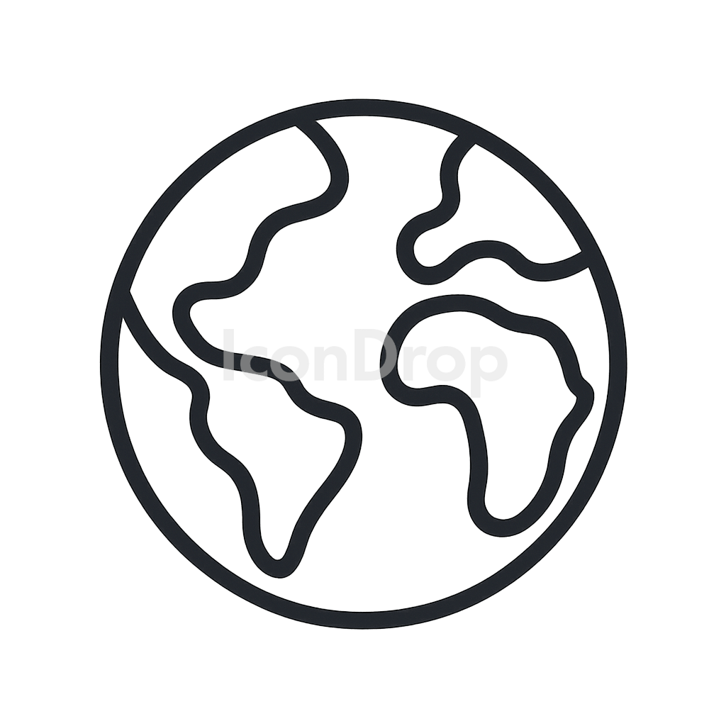 Earth Planet Icon Outline