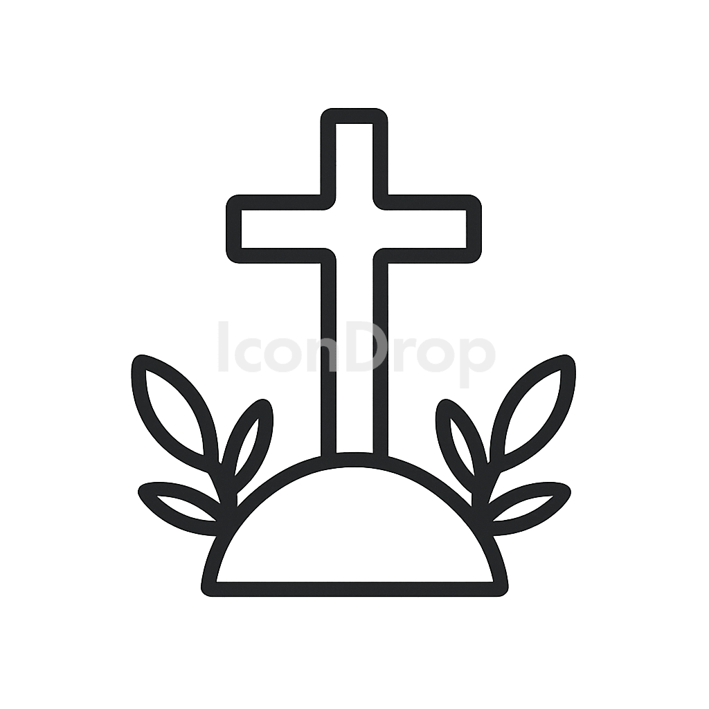 Easter Cross Icon Outline