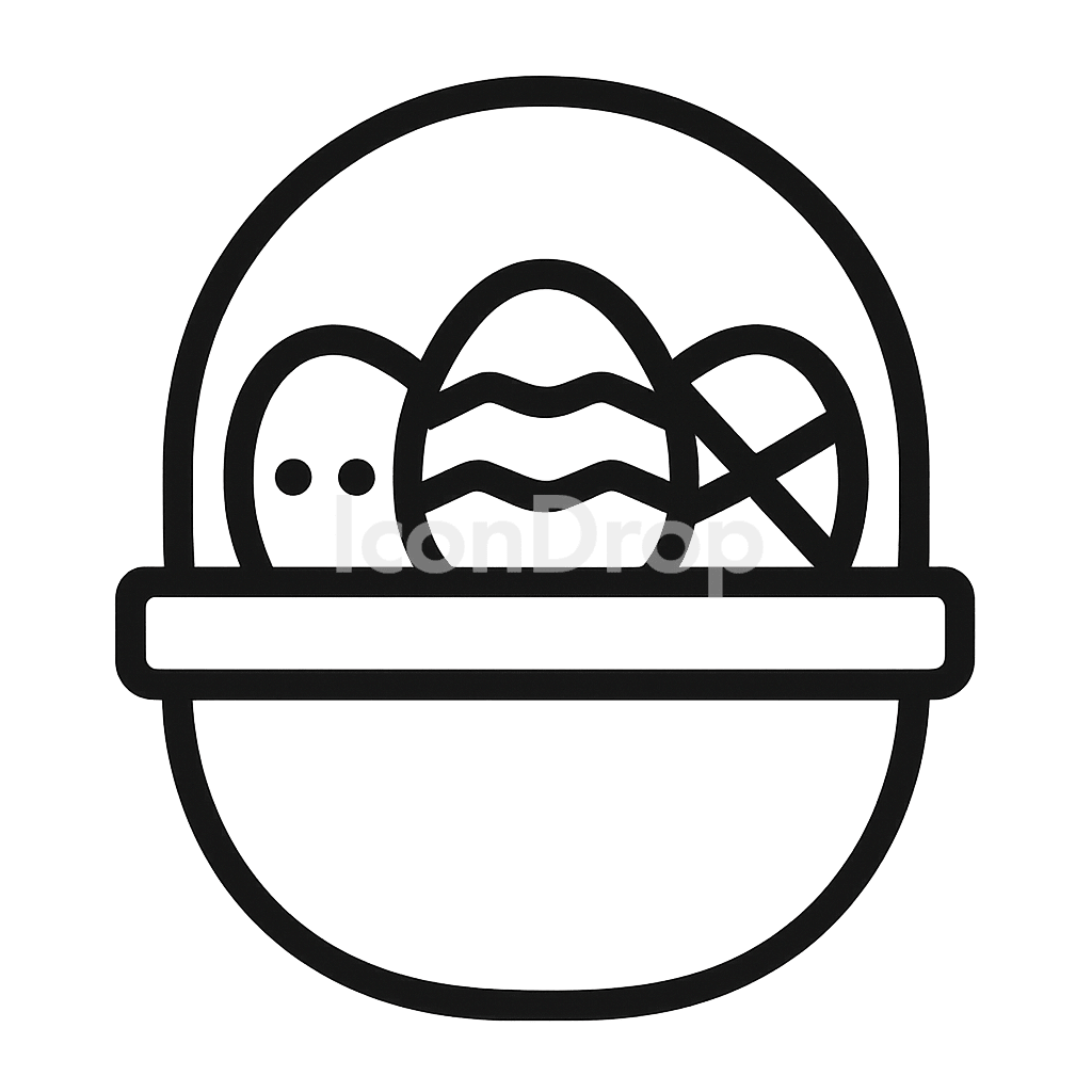 Easter Egg Basket Icon Outline