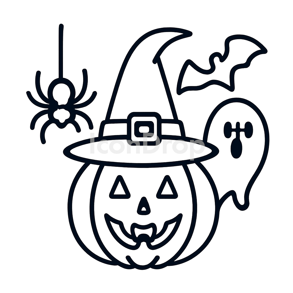 Easy Halloween Icons Outline