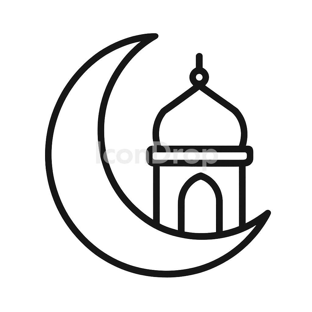 Eid Moon Icon Outline