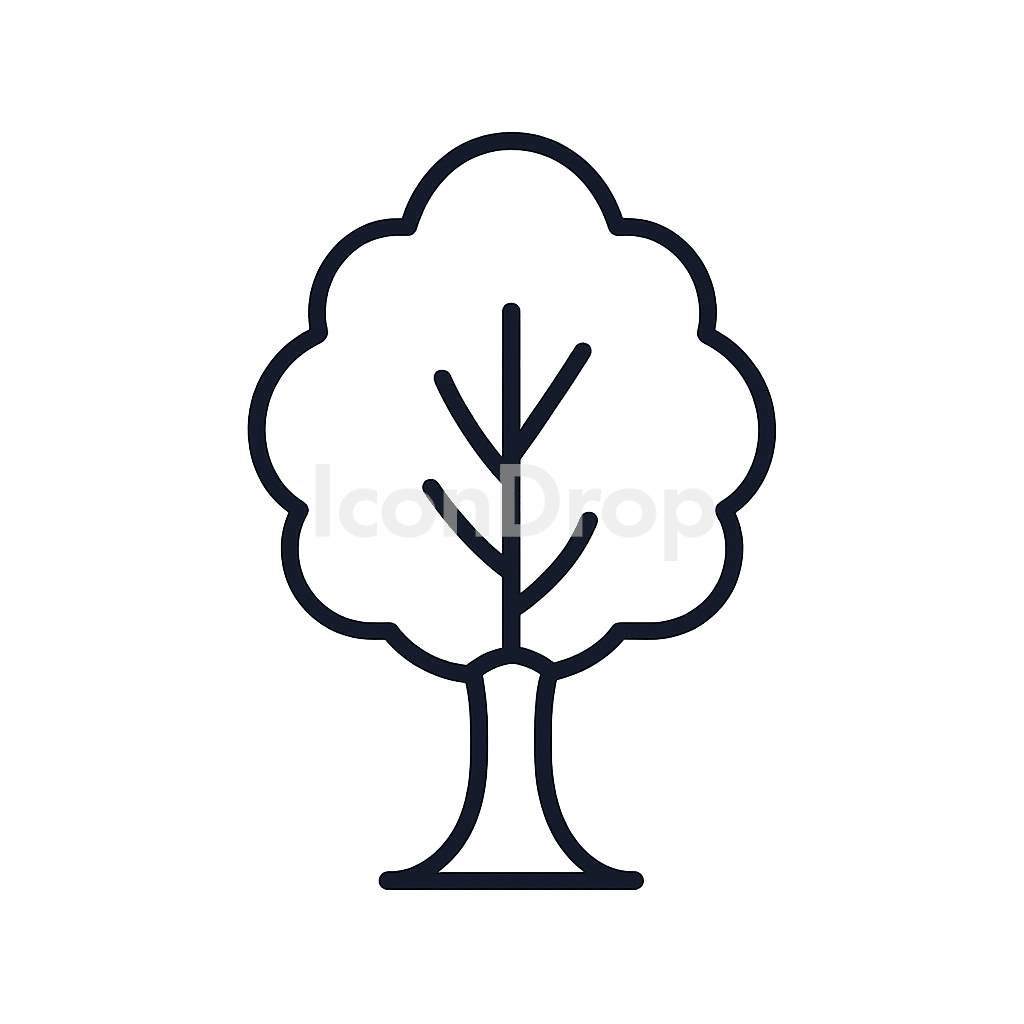ニレの木（エルムツリー）のアイコン アウトライン