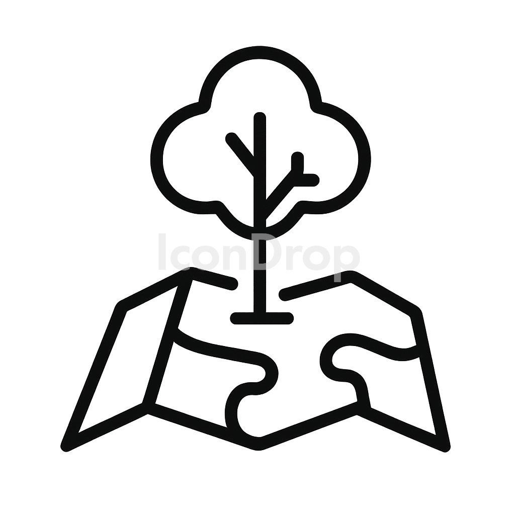 Fantasy Map Tree Icon Outline