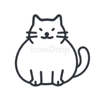 太った猫のアイコン（アウトライン）