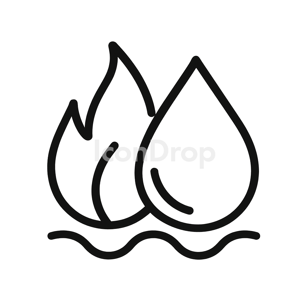 Fire And Water Icon Outline