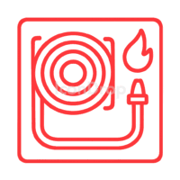 Fire Extinguisher Hose Reel Fire Safety Icon Red Outline