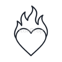 Fire Heart Icon Outline