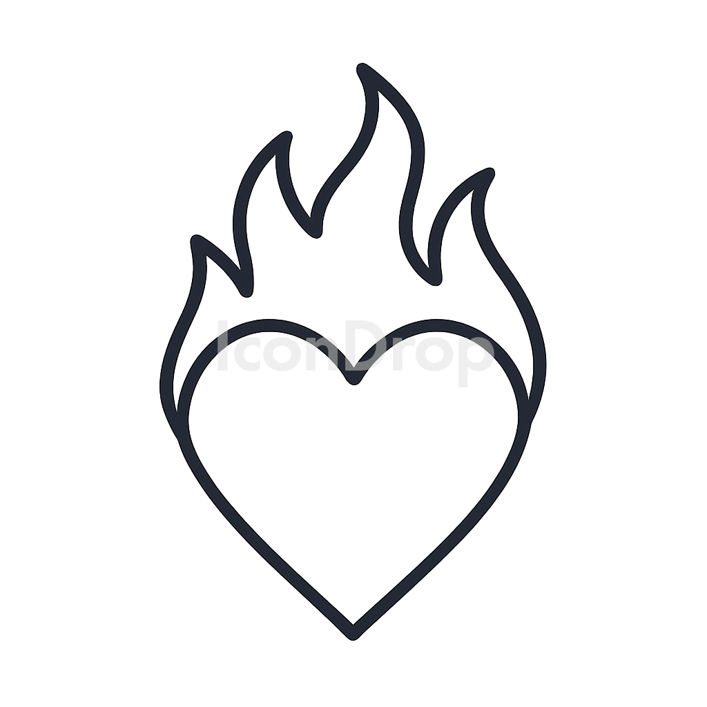 Fire Heart Icon Outline