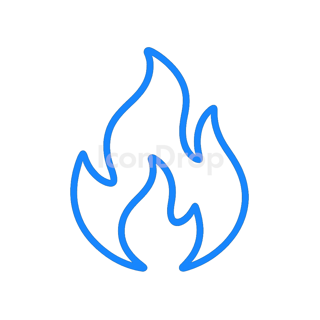 Fire Icon Blue Outline