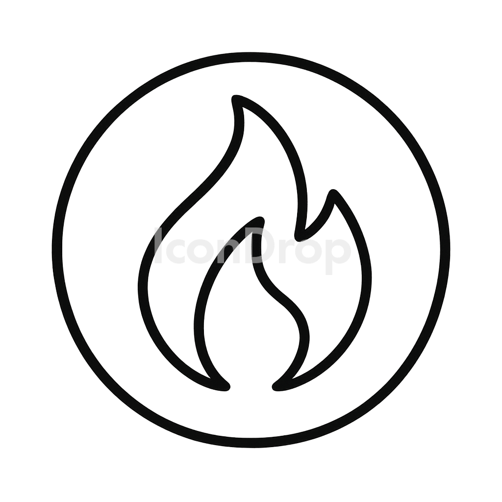 Fire Icon Circle Outline