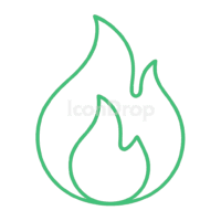 Fire Icon Green Outline