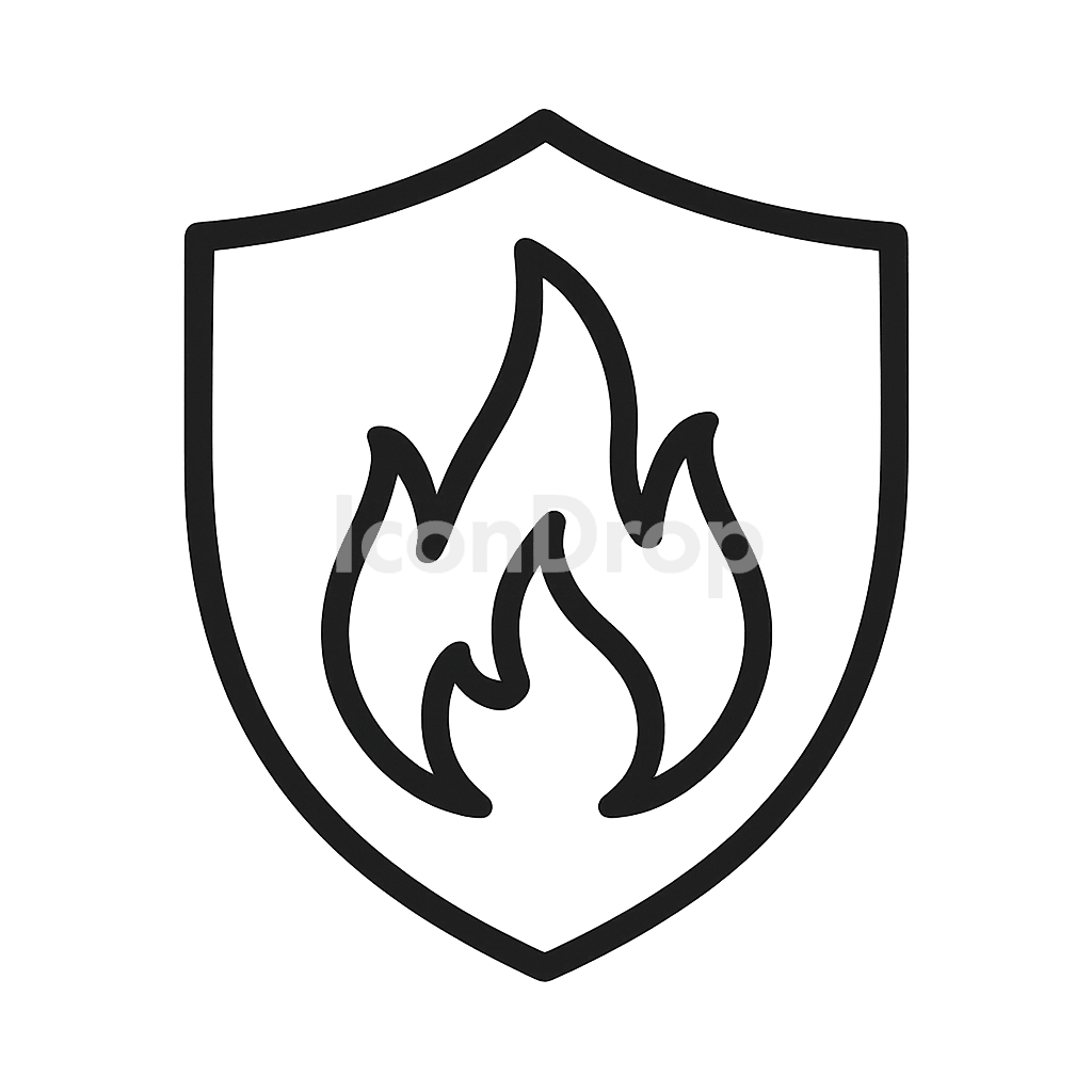 Fire Shield Icon Outline