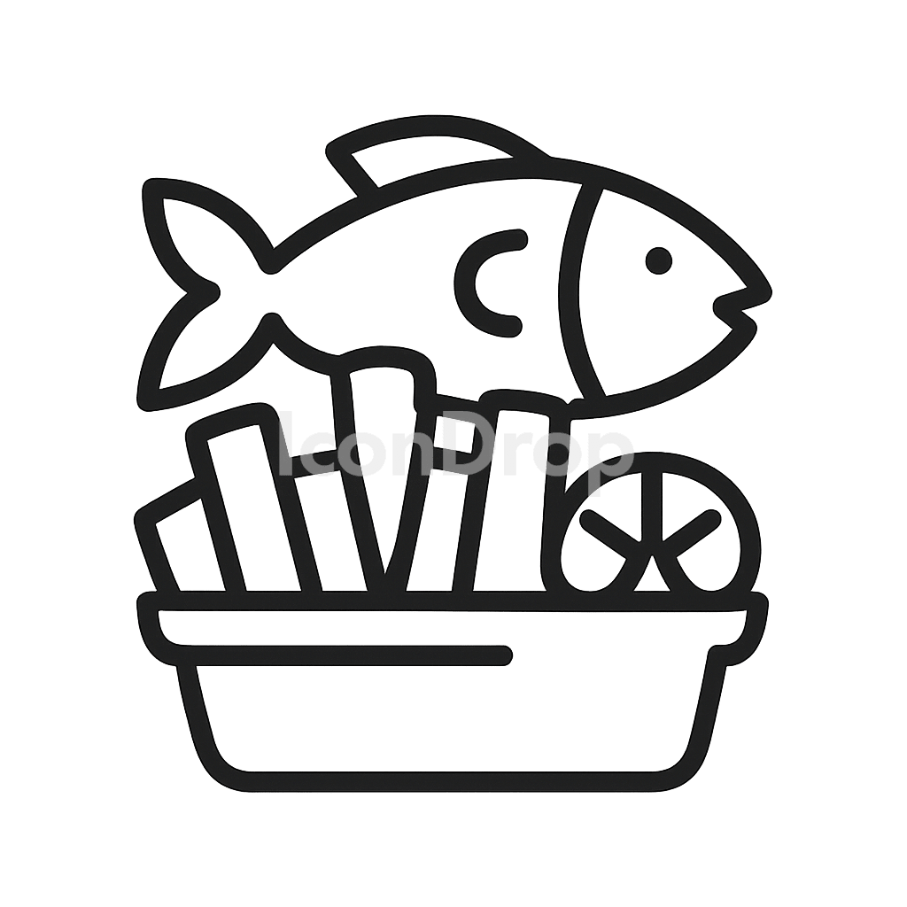 Fish And Chips Icon Outline