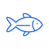 Fish Icon Blue Outline