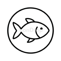 Fish Icon Circle Outline