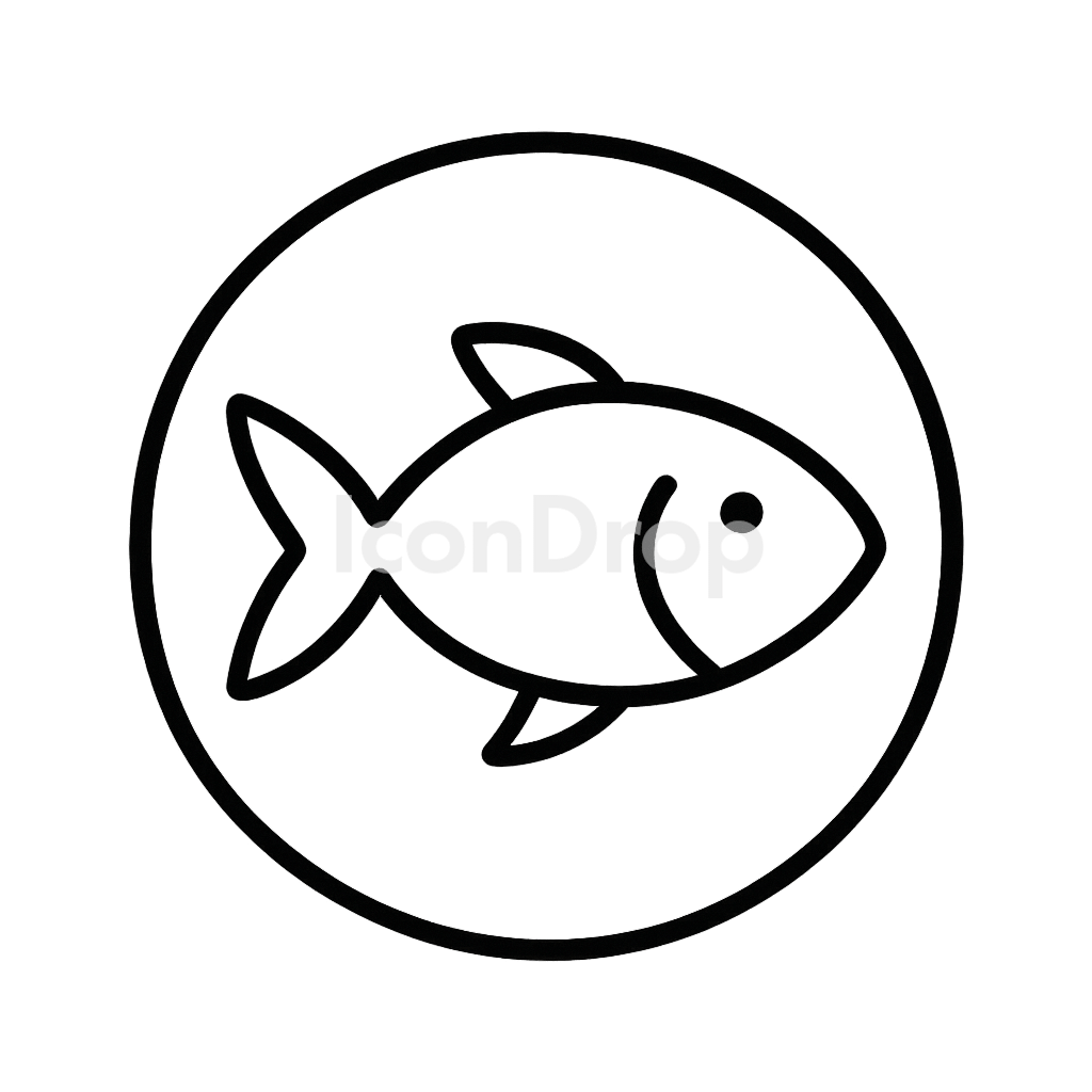 Fish Icon Circle Outline