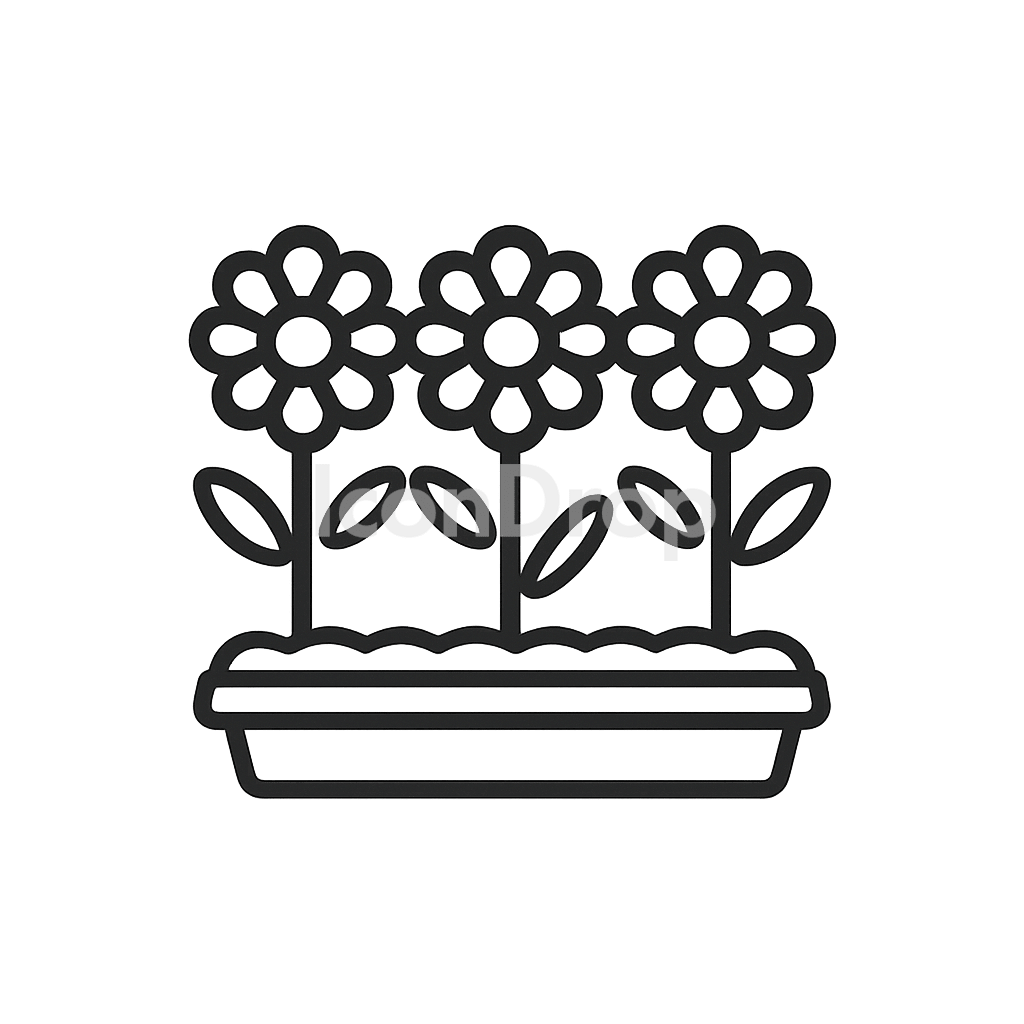 花の庭（フラワーガーデン）のアイコン アウトライン