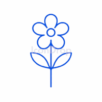青い花のアイコン（アウトライン）
