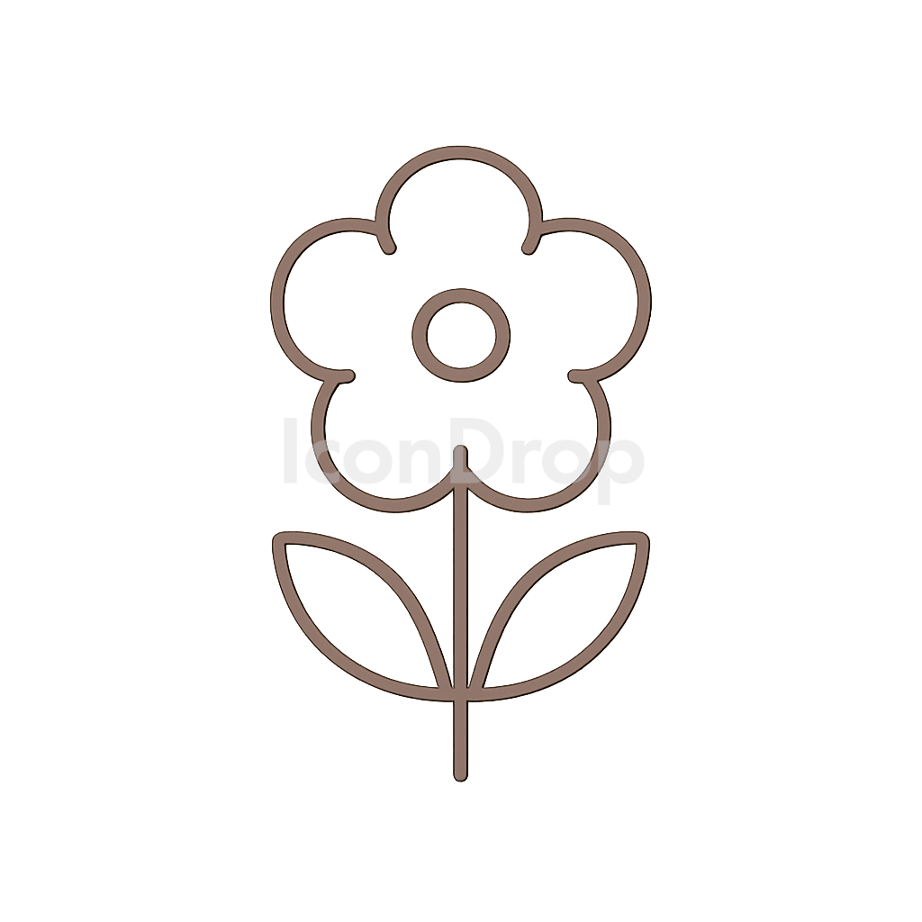 ブラウンの花のアイコン アウトライン