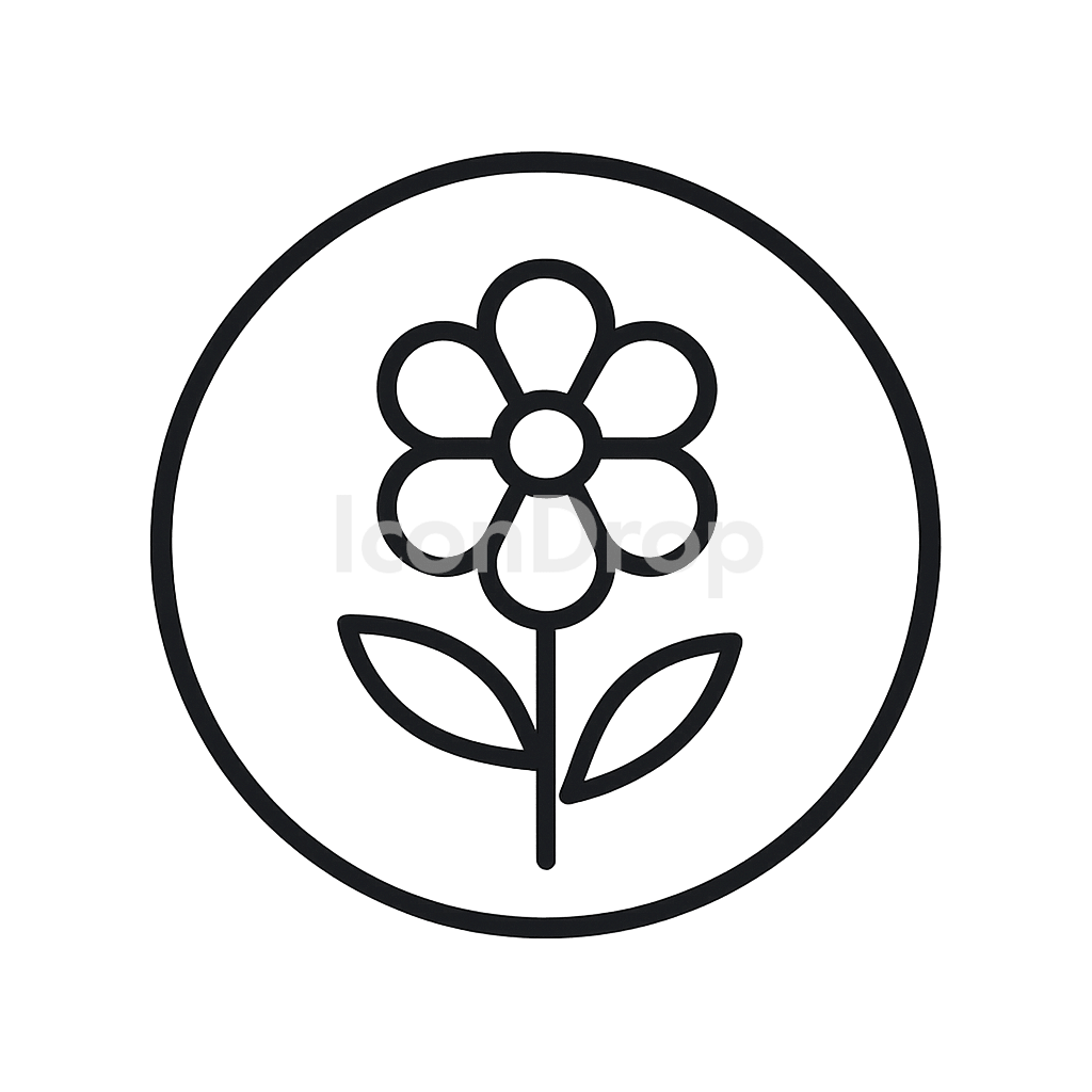 Flower Icon Circle Outline