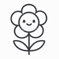 かわいい花のアイコン(アウトライン)