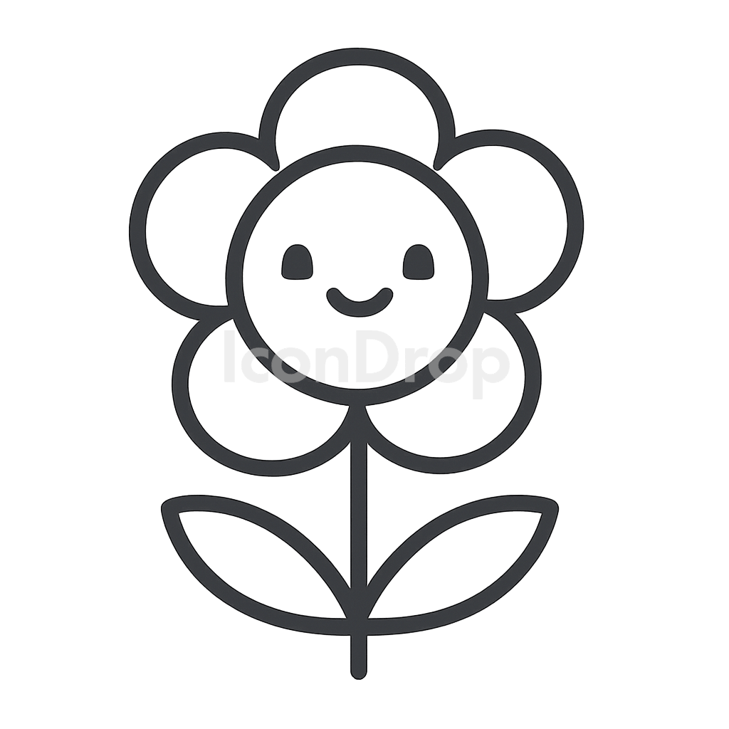 かわいい花のアイコン アウトライン