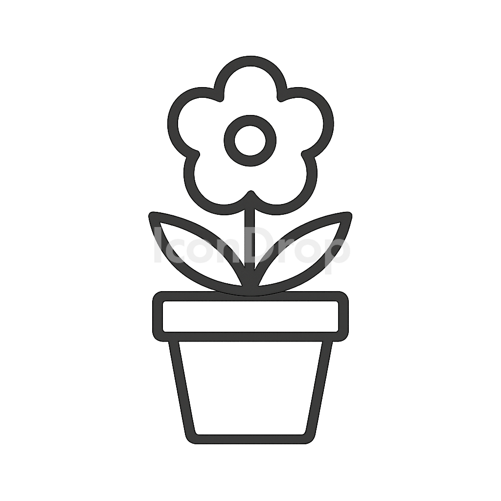 花の鉢のアイコン アウトライン