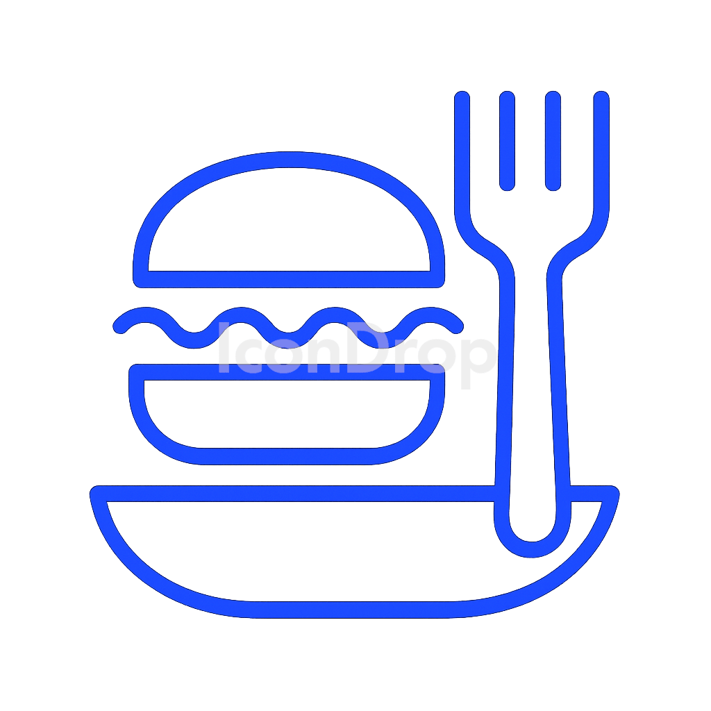 Food Icon Blue Outline