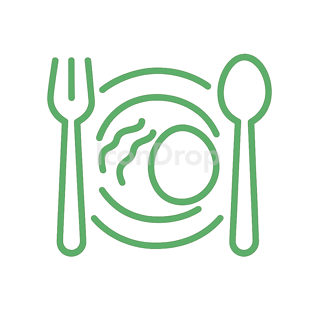 Food Icon Green Outline