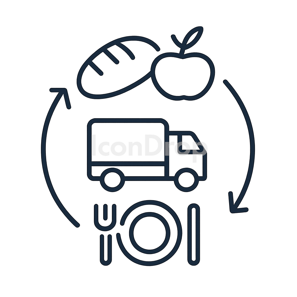 Food Supply Chain Icon Outline