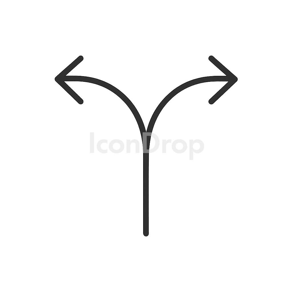 Fork In Road Icon Outline