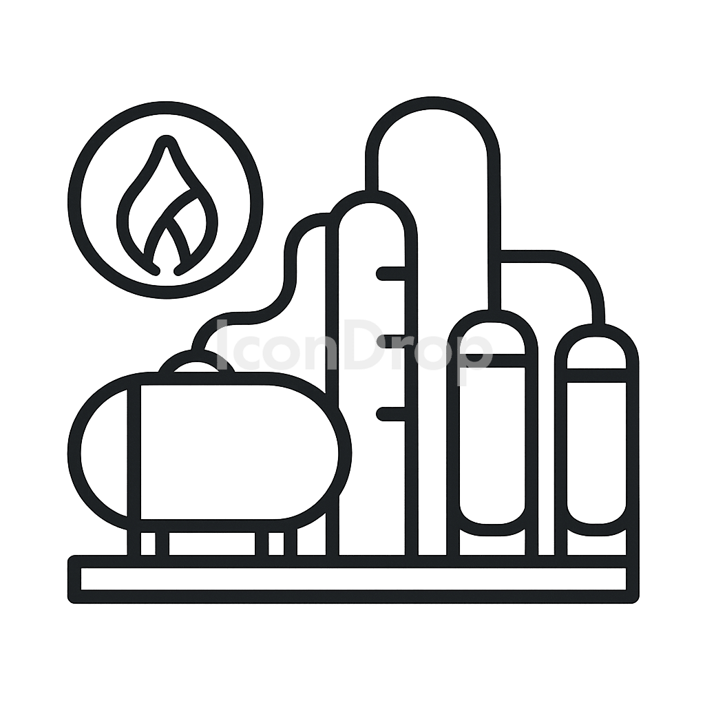 Gas Processing Plant Icon Outline