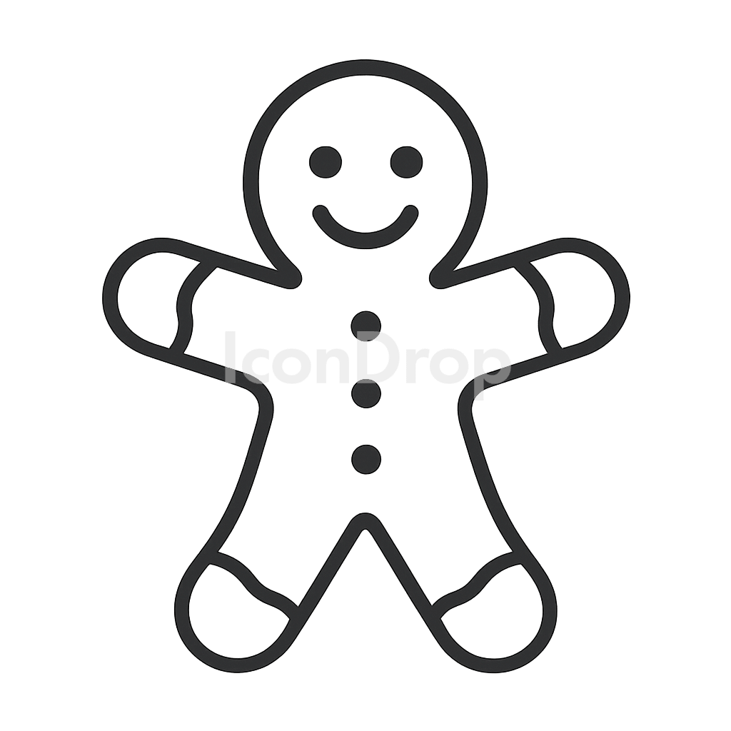 Ginger Bread Man Icon Outline