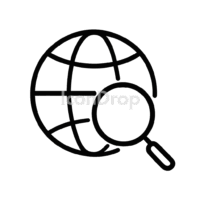 Globe With Magnifying Glass Icon Outline