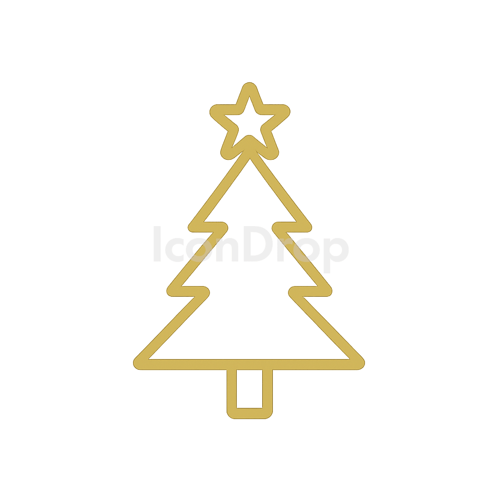 Gold Christmas Tree Icon Outline