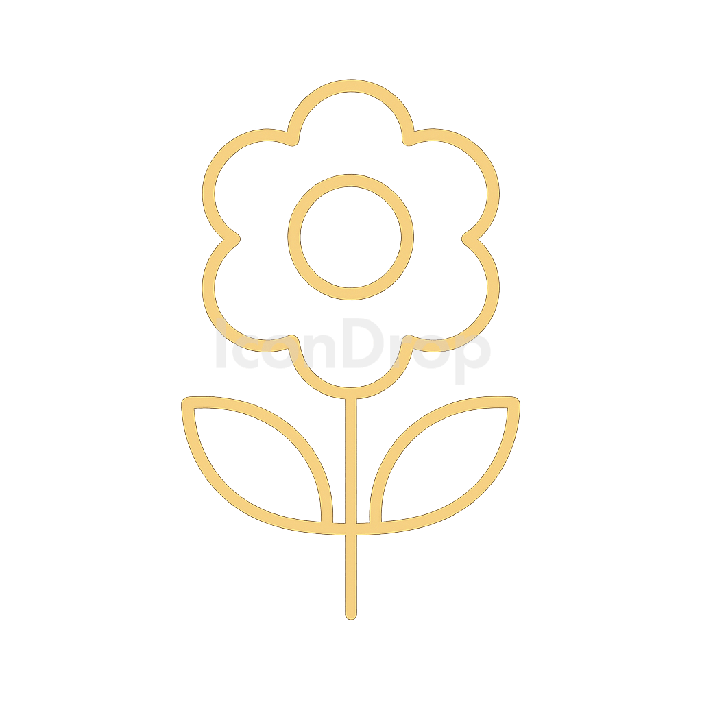 金色の花のアイコン アウトライン