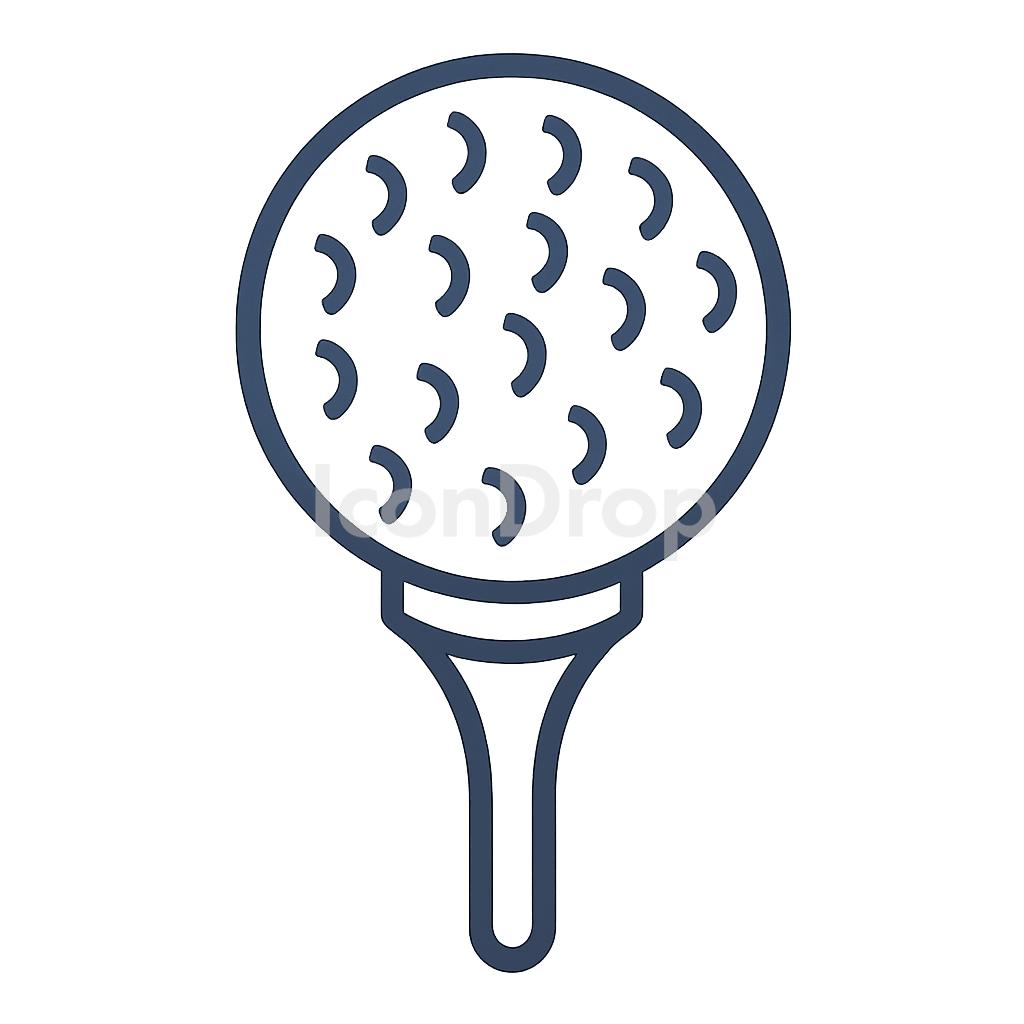 Golf Ball On Tee Icon Outline