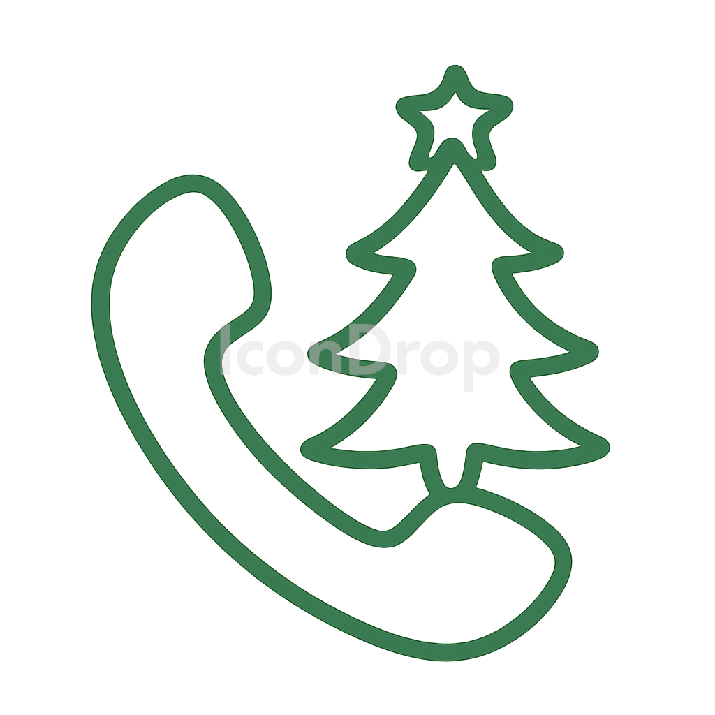 緑のクリスマス電話アイコン アウトライン