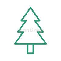 緑のクリスマスツリーのアイコン(アウトライン)