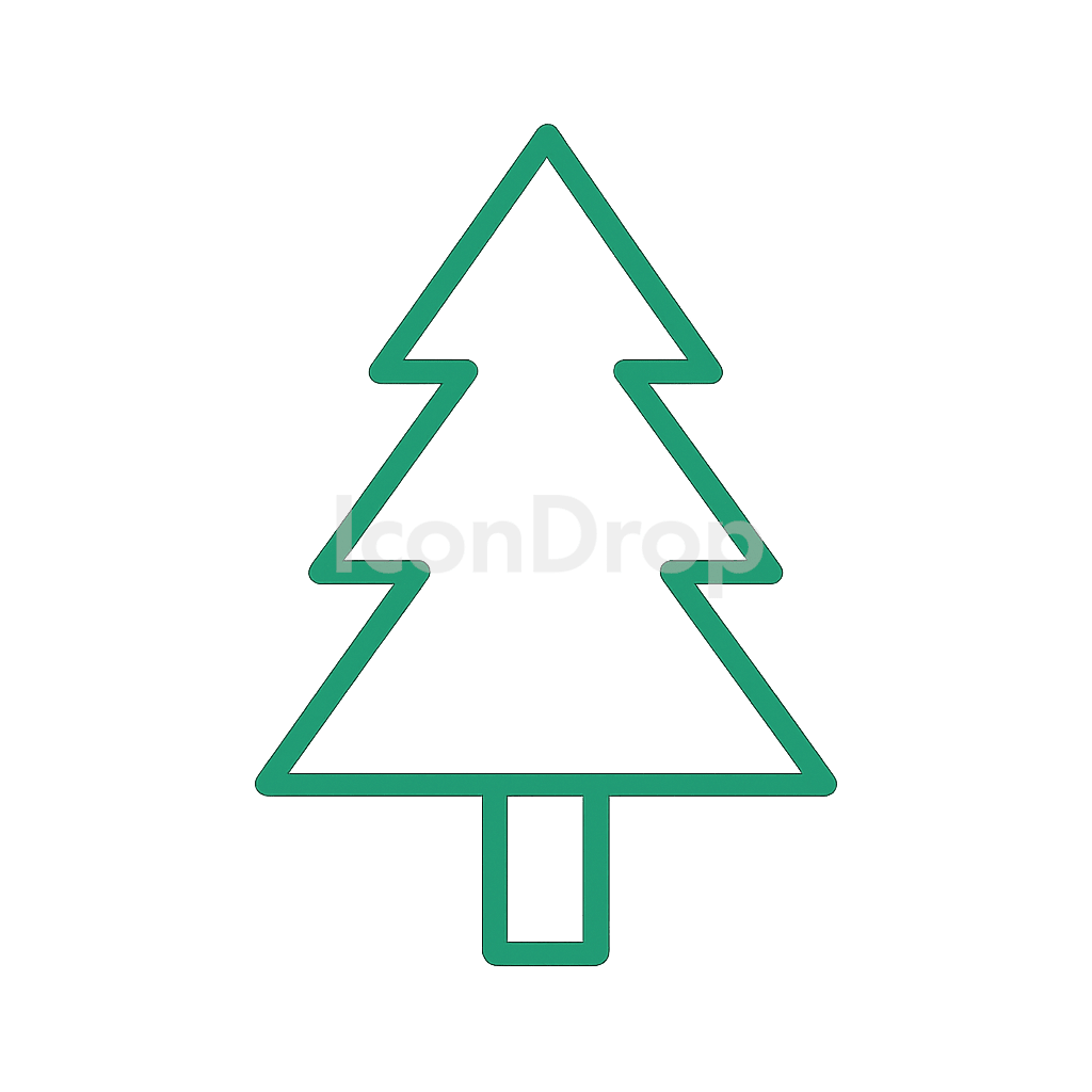 Green Christmas Tree Icon Outline