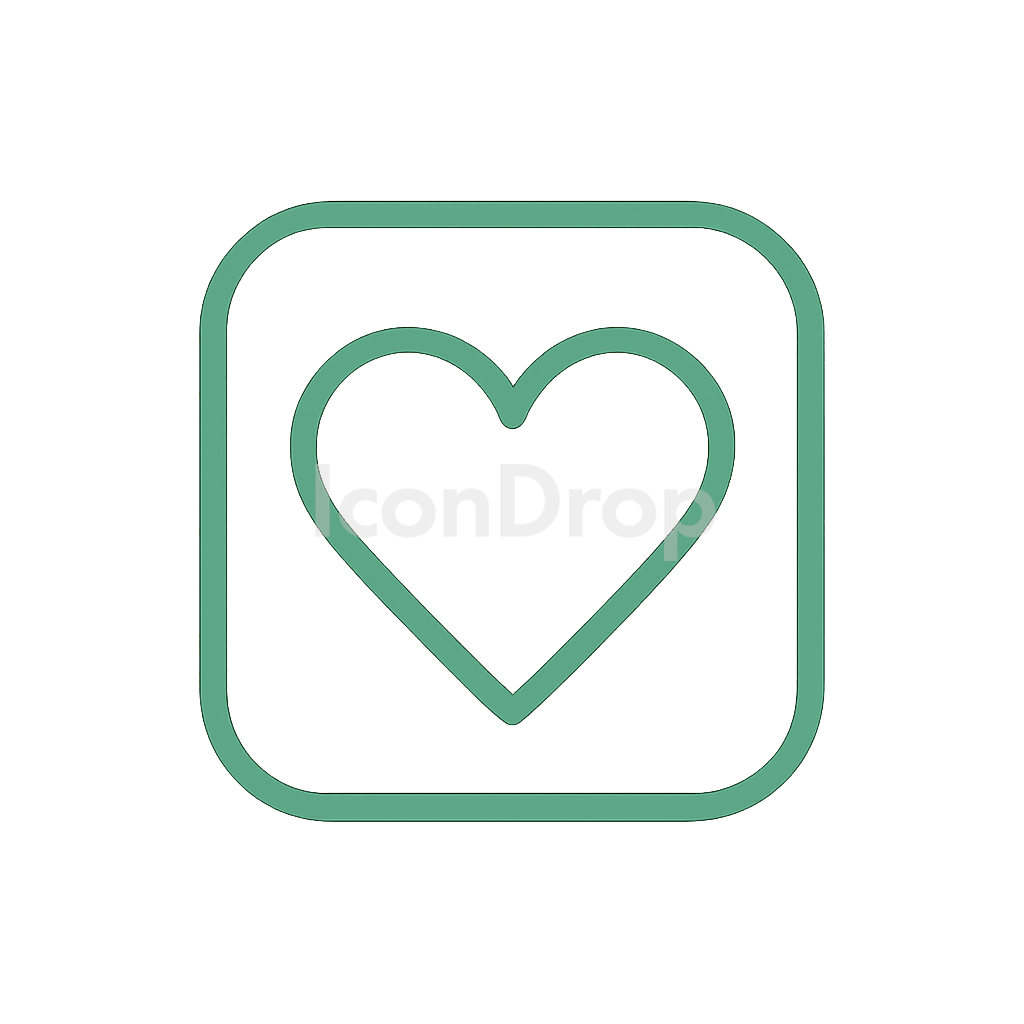 Green Heart App Icon Outline