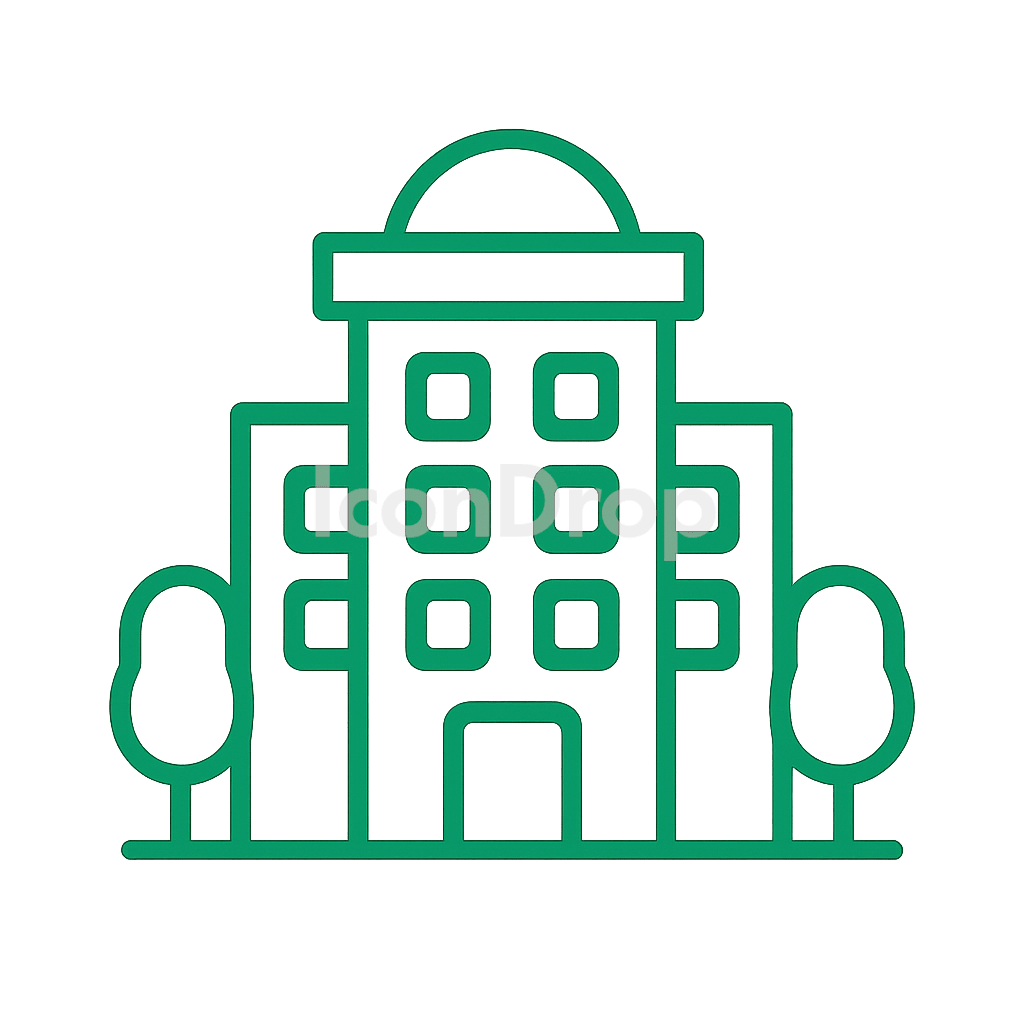 Green Hotel Icon Outline