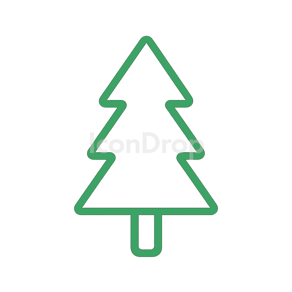 Green Pine Tree Icon Outline