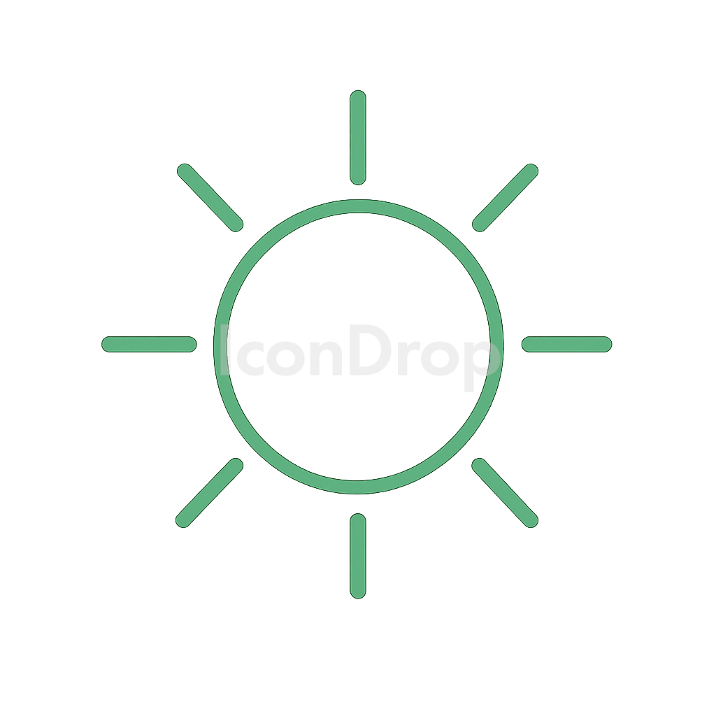 Green Sun Icon Outline
