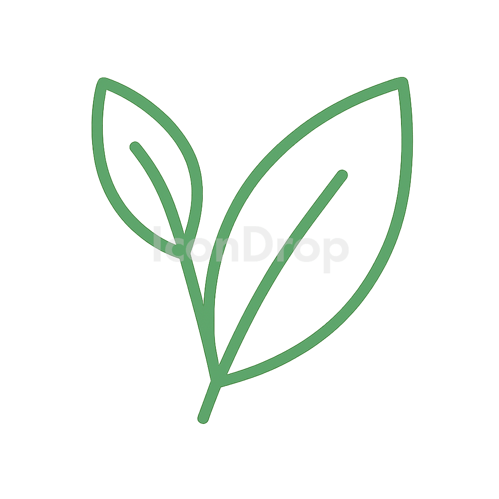 緑茶の葉のアイコン アウトライン