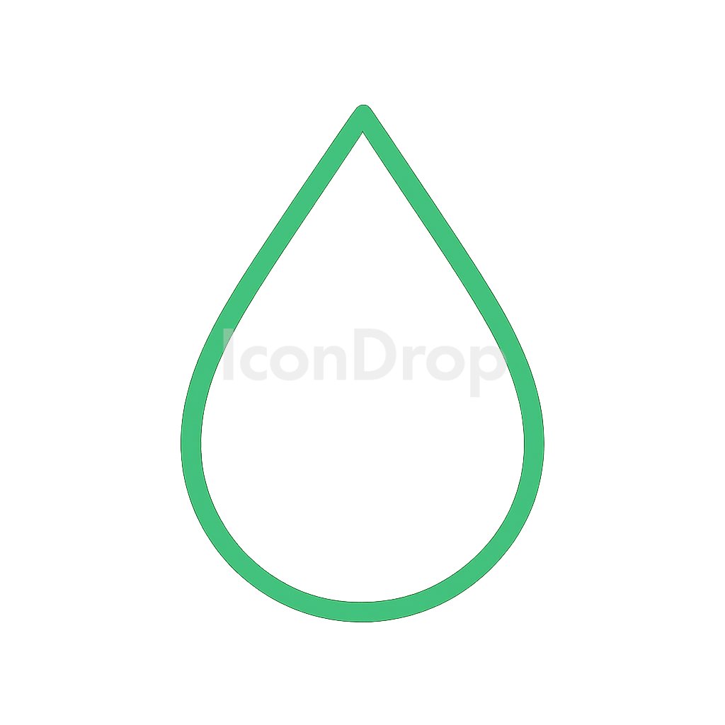 Green Water Drop Icon Outline