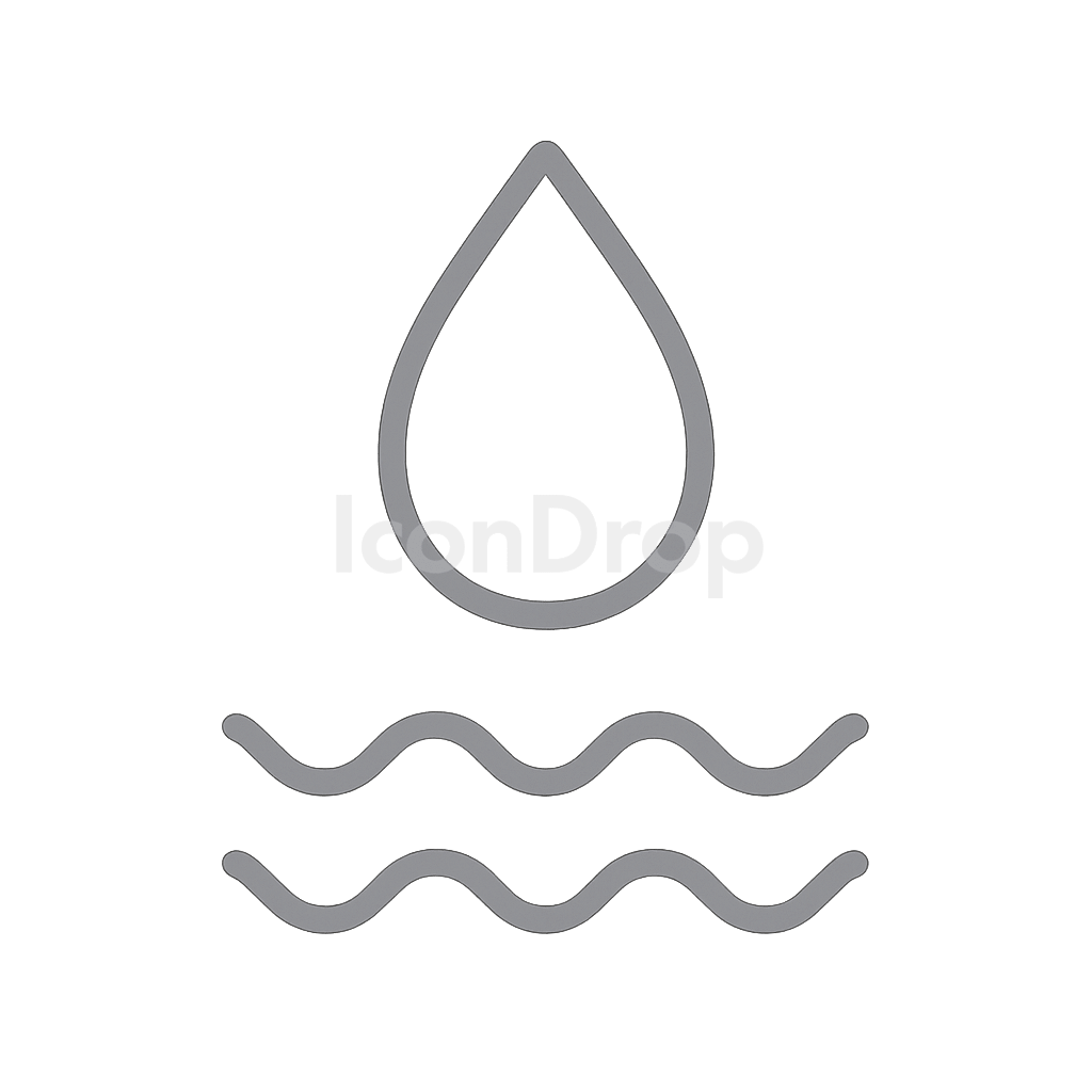 Grey Water Icon Outline